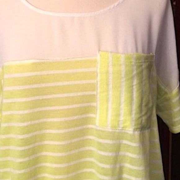 Chloe K Lime & Cream Striped Top - Picture 3 of 5